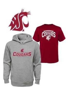 NWT Lot of 2x [Gen2] Washington State Cougars NCAA Sweatshirt + T-Shirt Youth XL